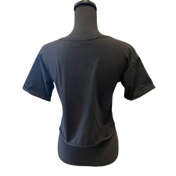 Black Top with Red & Green Sequined pineapple Size M front tie summer - Picture 5 of 5